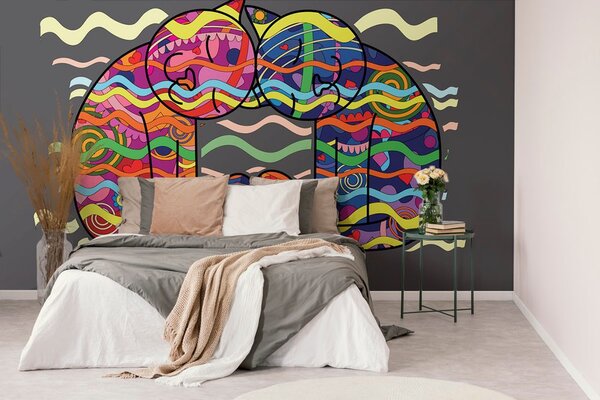 Tapet pisici îndrăgostite în stil pop art