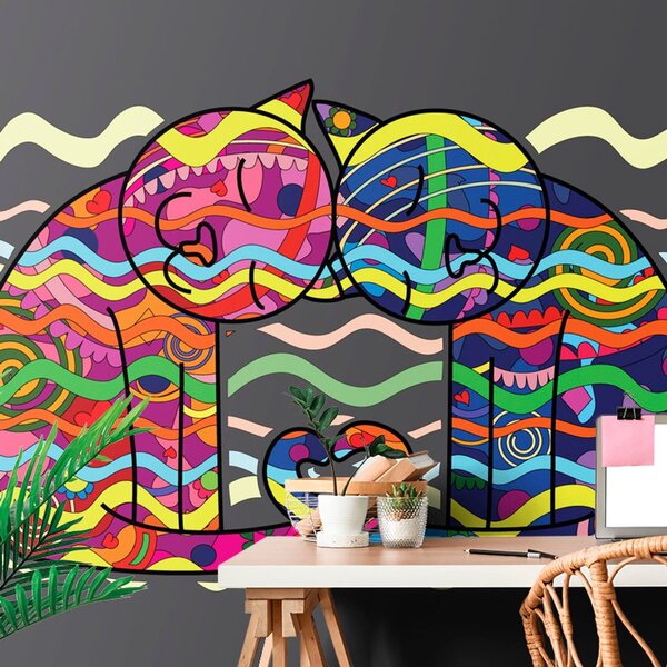 Tapet pisici îndrăgostite în stil pop art