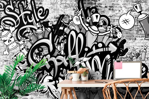 Tapet graffiti street atr gri