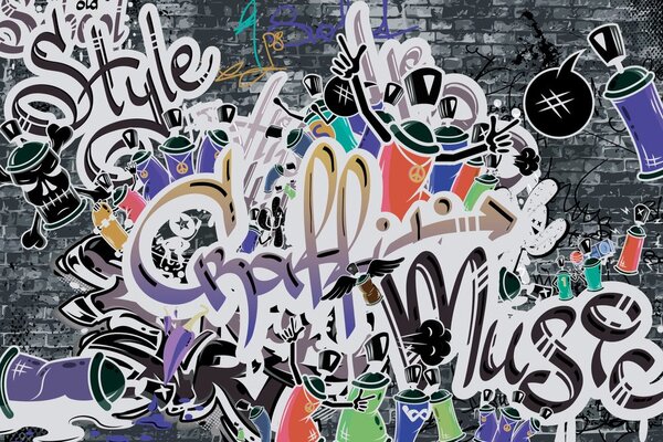 Tapet perete graffiti mov la modă