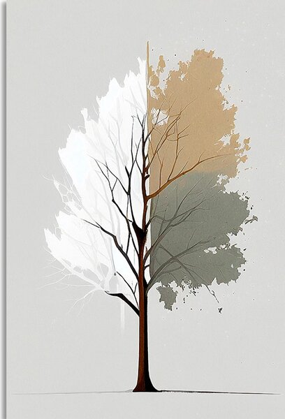 Tablou copac multicolor minimalist
