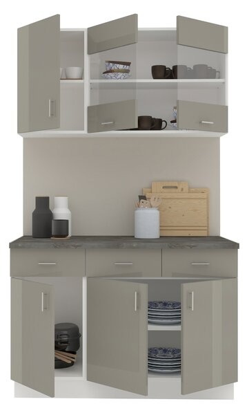 Set haaus V3, Gri Lucios/Alb, MDF, Blat Thermo 28 mm, L 120 cm