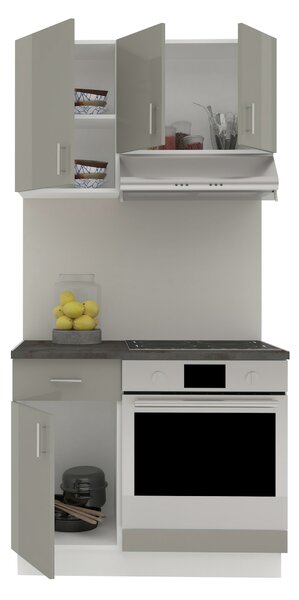 Set haaus V1, Gri Lucios/Alb, MDF, Blat Thermo 28 mm, L 100 cm