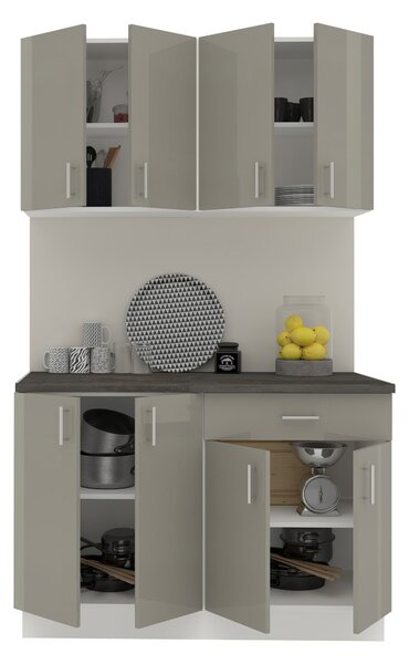 Set haaus V2, Gri Lucios/Alb, MDF, Blat Thermo 28 mm, L 120 cm