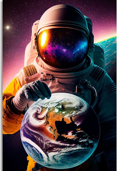 Tablou cosmonaut într-o atmosferă necunoscută