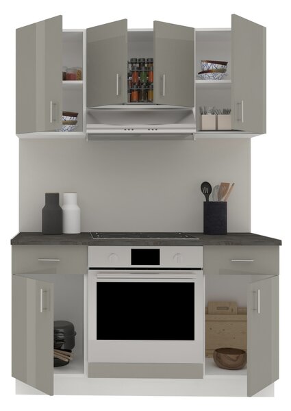 Set haaus V5, Gri Lucios/Alb, MDF, Blat Thermo 28 mm, L 140 cm
