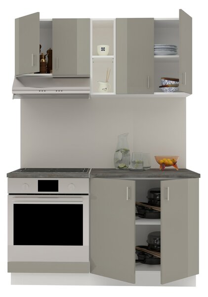 Set haaus V4, Gri Lucios/Alb, MDF, Blat Thermo 28 mm, L 140 cm