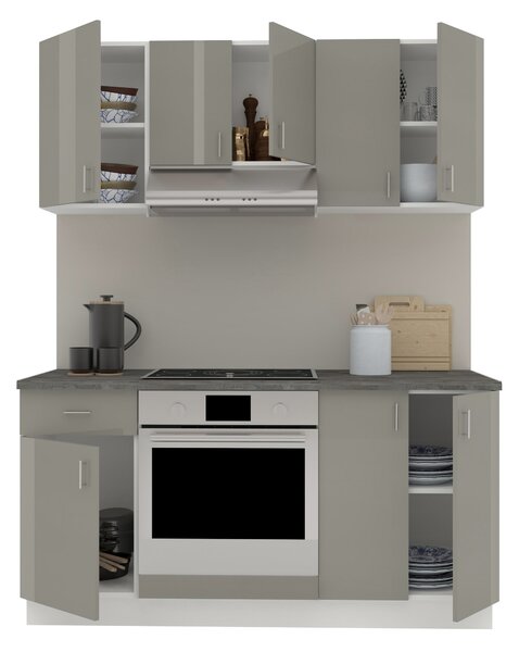 Set haaus V6, Gri Lucios/Alb, MDF, Blat Thermo 28 mm, L 160 cm