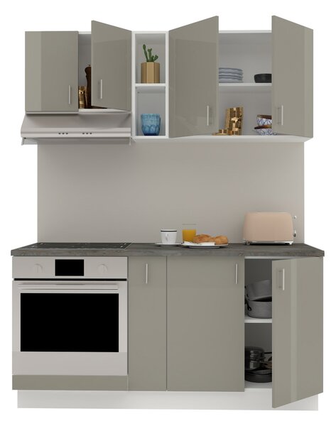 Set haaus V7, Gri Lucios/Alb, MDF, Blat Thermo 28 mm, L 160 cm