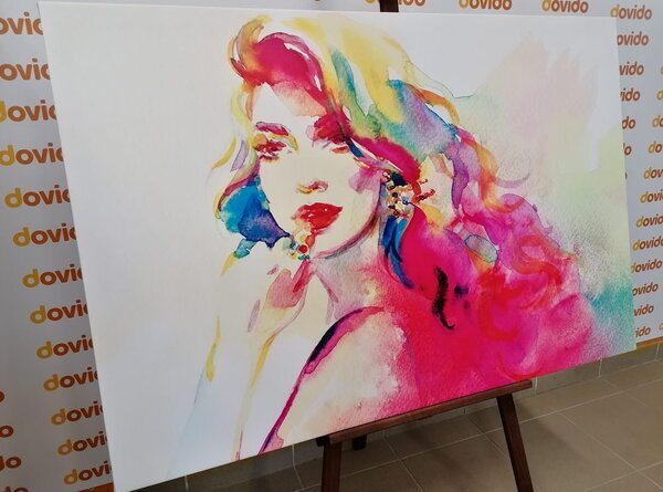Tablou portretul feminin în acuarelă