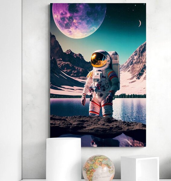 Tablou astronaut pe suprafața unei planete necunoscute