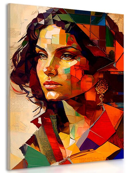 Tablou profilul femeii în design patchwork