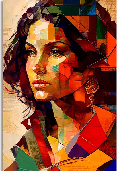 Tablou profilul femeii în design patchwork