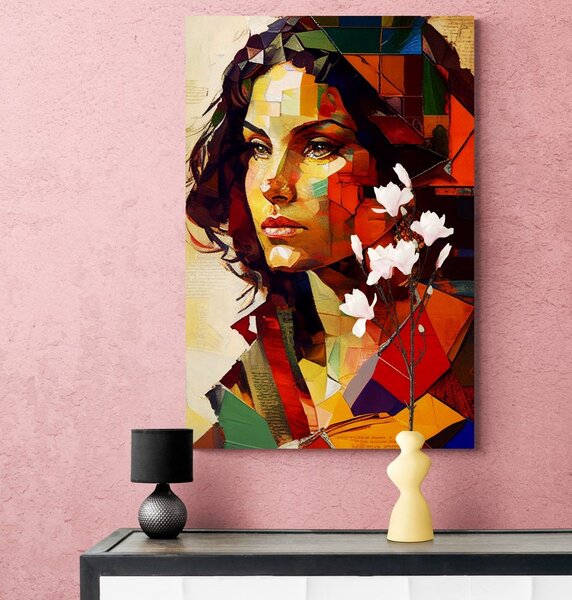 Tablou profilul femeii în design patchwork