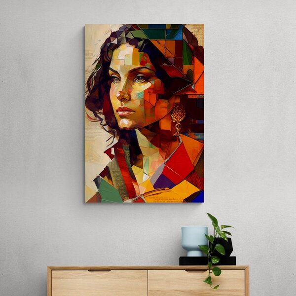 Tablou profilul femeii în design patchwork