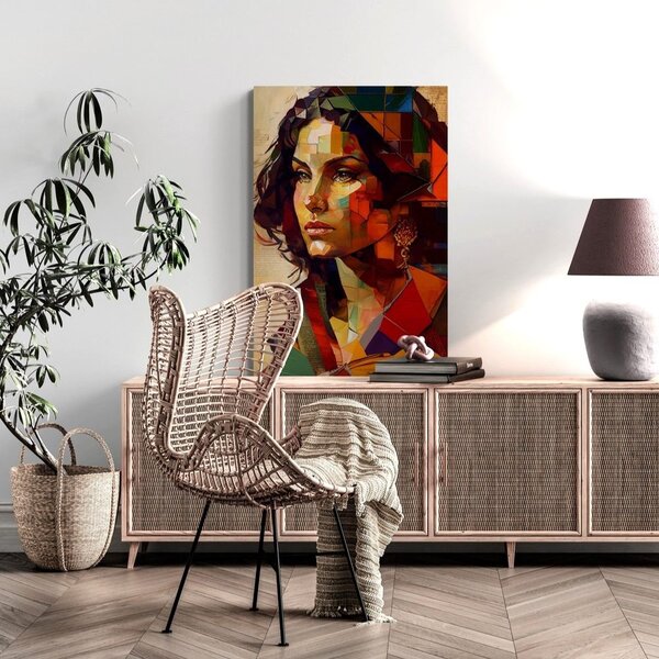 Tablou profilul femeii în design patchwork
