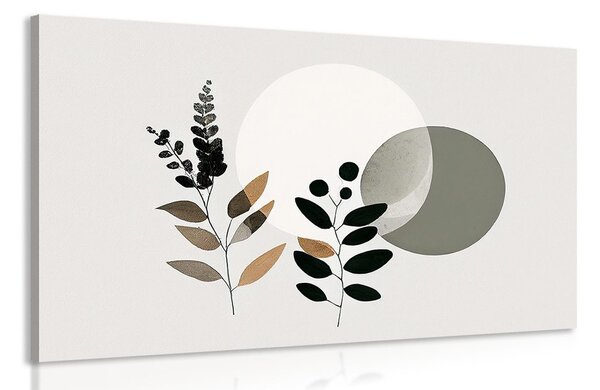 Tablou frunze minimaliste cu fundal boho