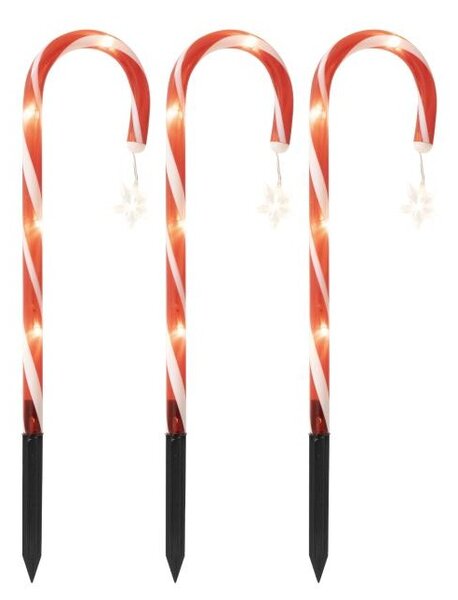 Decoratiune luminoasa de Craciun, Acadea cu baterii, temporizator, LED-uri albe, IP44, set 3 bucati