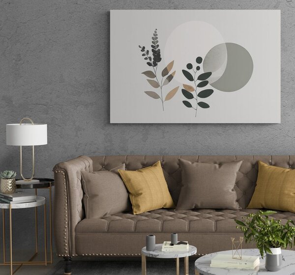 Tablou frunze minimaliste cu fundal boho