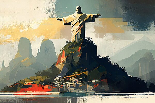 Tablou statuie a lui Isus în Rio de Janeiro