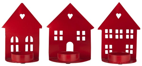 IB Laursen Suport de lumanari TEALIGHT HOUSE FACADE, rosu