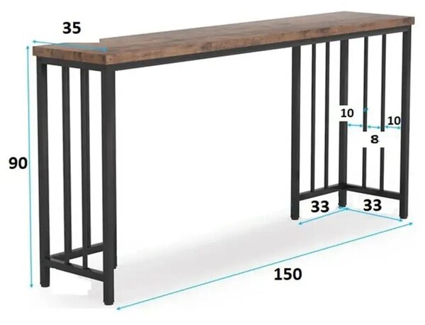 Masa bucatarie ,tip bar,culoare alb-negru,150x90x35 cm