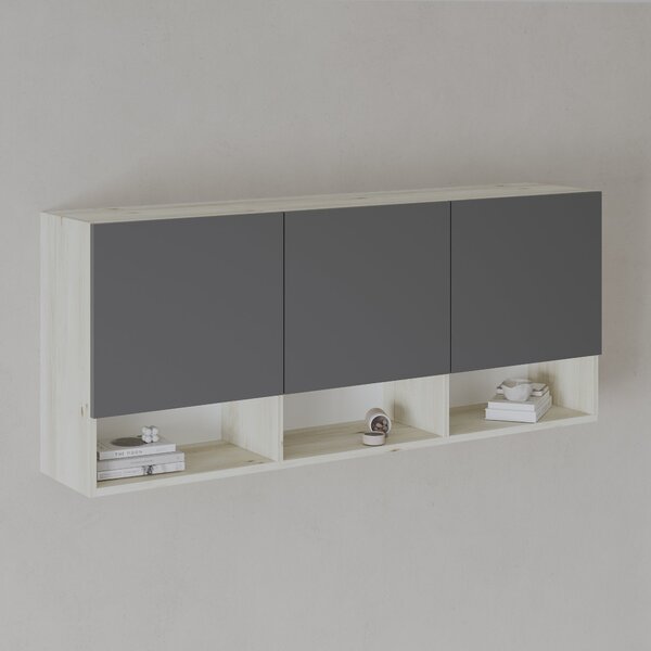 Dulap haaus Malmo, 3 Usi, Stejar Alb/Antracit, 144 x 27 x 60 cm