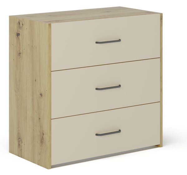Comoda haaus Malmo, 3 Sertare, Stejar Artisan/Argila, 80 x 42 x 80 cm