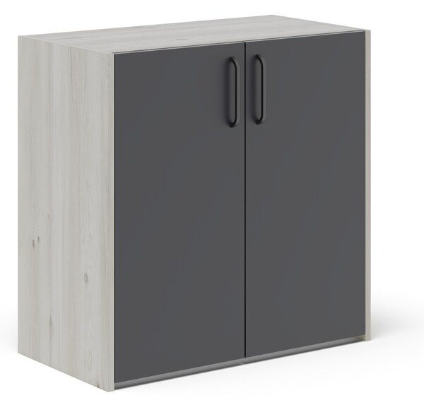 Comoda haaus Malmo, 2 Usi, Stejar Alb/Antracit, 81 x 42 x 80 cm