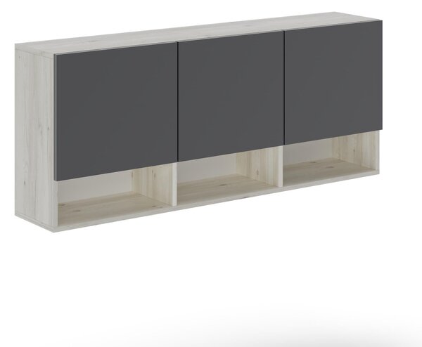 Dulap haaus Malmo, 3 Usi, Stejar Alb/Antracit, 144 x 27 x 60 cm