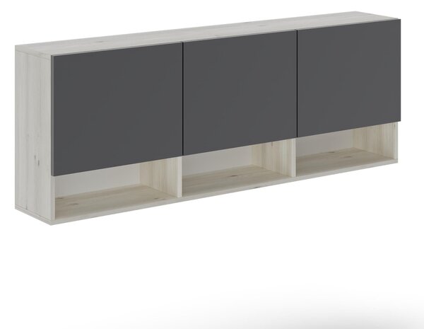 Dulap haaus Malmo, 3 Usi, Stejar Alb/Antracit, 164 x 27 x 60 cm