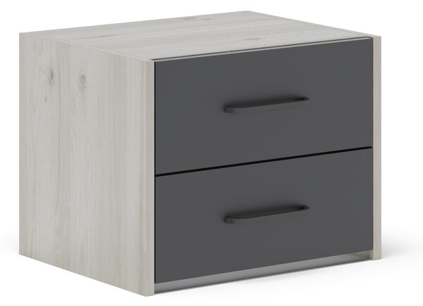 Set haaus Malmo, 2 Sertare, Stejar Alb/Antracit, 50 x 40 x 40 cm