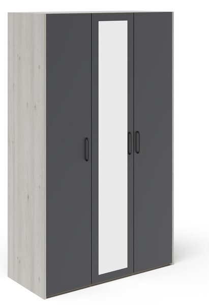 Dulap haaus Malmo, 3 Usi, Stejar Alb/Antracit, 120 x 52 x 200 cm