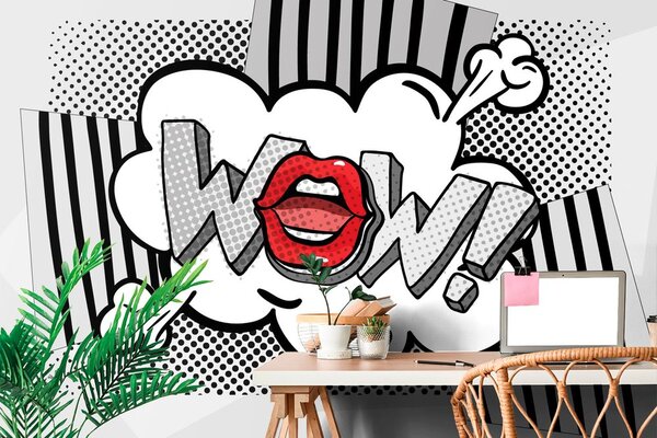 Tapet pop art gri elegante - WOW!