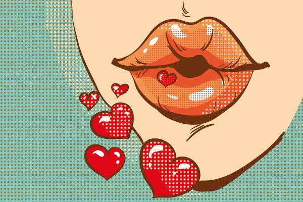 Tapet pop art sărut plin de dragoste