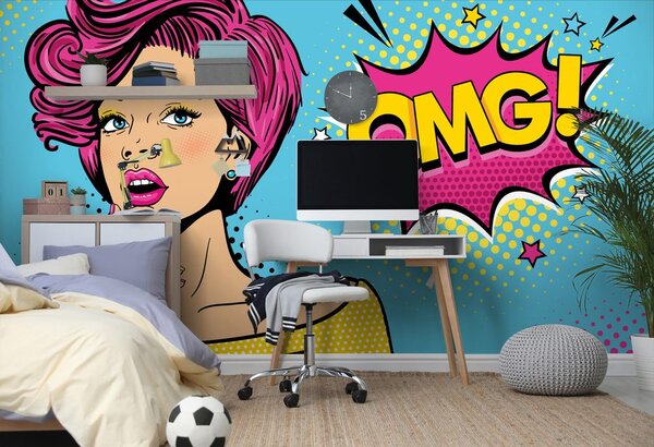 Tapet doamne în stil pop art - OMG!