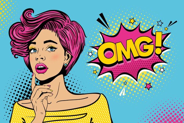 Tapet doamne în stil pop art - OMG!
