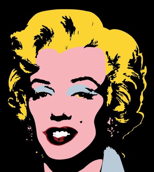 Tapet pop art Marilyn Monroe pe fundalul negru