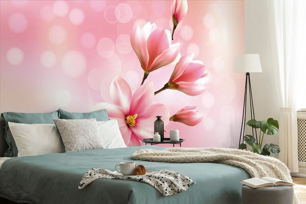 Tapet magnolie roz delicată