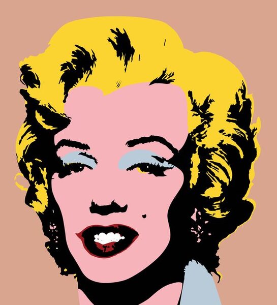 Tapet pop art Marilyn Monroe pe fundalul maro
