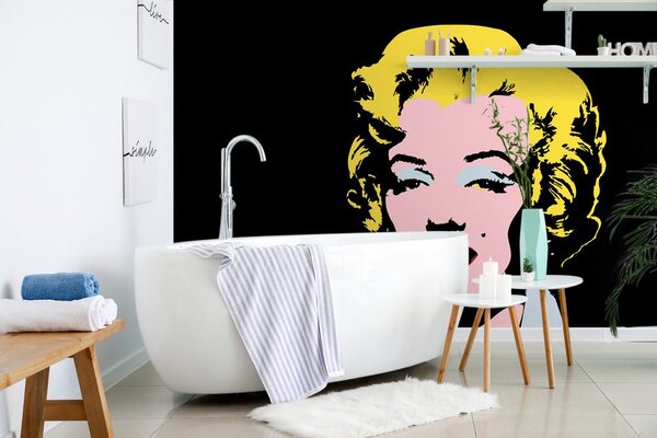 Tapet pop art Marilyn Monroe pe fundalul negru