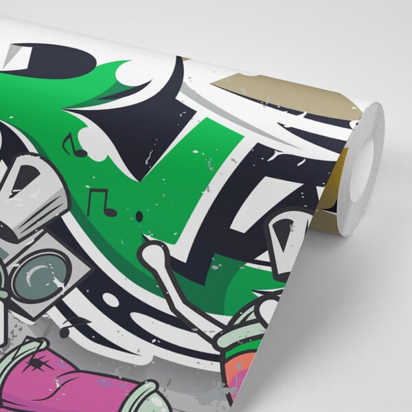 Tapet inscripție verde Street Art cu spray-uri