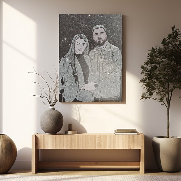 Tablou personalizat, cu sclipici argintiu