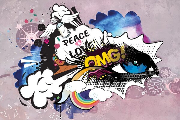 Tapet ochiul graffitti albastru