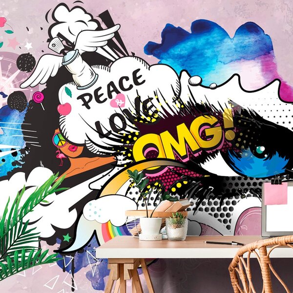 Tapet ochiul graffitti albastru
