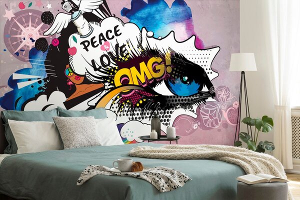 Tapet ochiul graffitti albastru