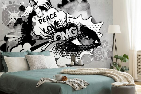 Tapet ochiul graffitti gri