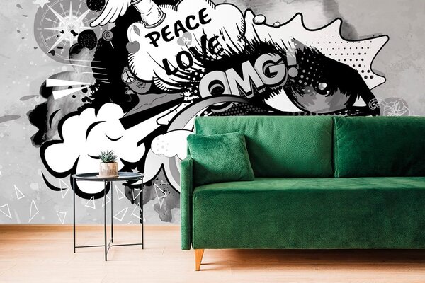 Tapet ochiul graffitti gri