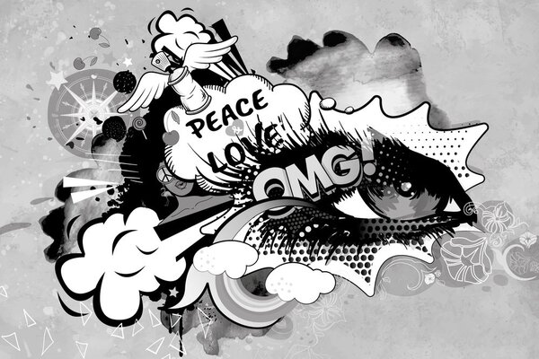Tapet ochiul graffitti gri