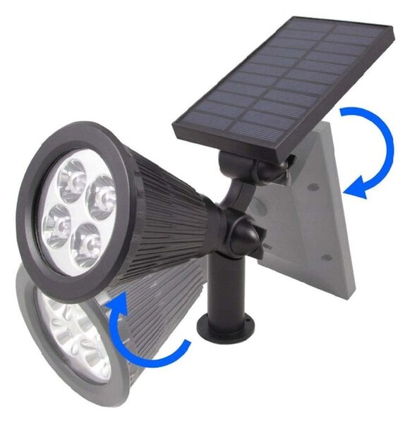 Lampa solara LED, baterie 3,7V 2200mAh, 5500K, 2W, 120 lm, IP65, ABS